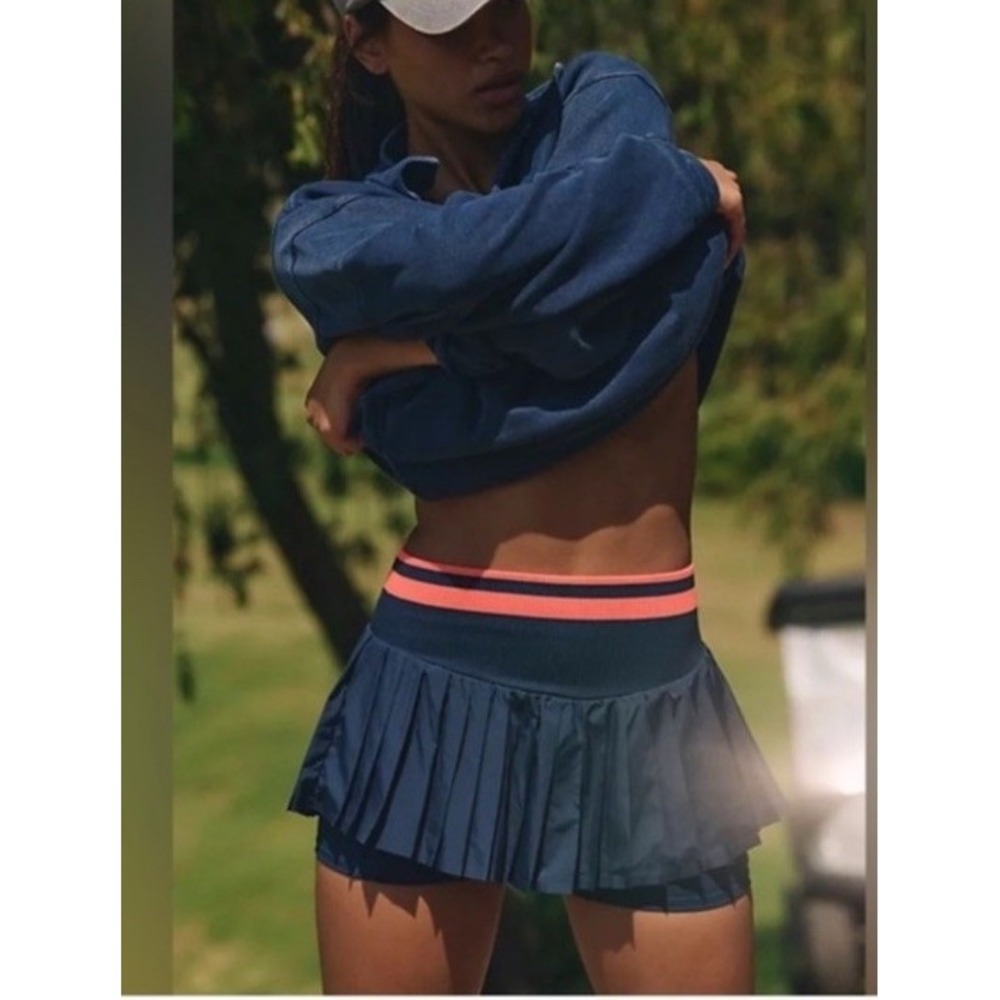Free People Movement Doubles Skort Navy Small Athleisure Golf Tennis Pickleball